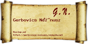 Gerbovics Nónusz névjegykártya